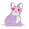 PU Cartoon Dog Print Crossbody Bag with Chain Strap Purple color SKU reference