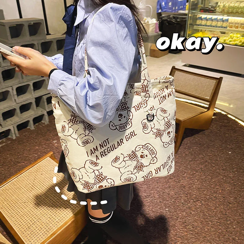 Bear-Print Canvas Shopping Tote product reference image