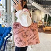 Bear-Print Canvas Shopping Tote Pink color SKU reference