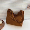Corduroy Cartoon-Print Shopper Tote Dark brown color SKU reference