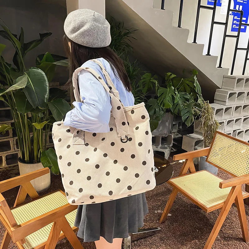 Corduroy Dot-Print Shopper Tote product reference image