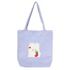 Corduroy Animal Embroidered Tote with Plush Details Purple color SKU reference