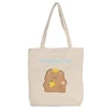 Corduroy Animal Embroidered Tote with Plush Details White color SKU reference