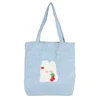Corduroy Animal Embroidered Tote with Plush Details Blue color SKU reference