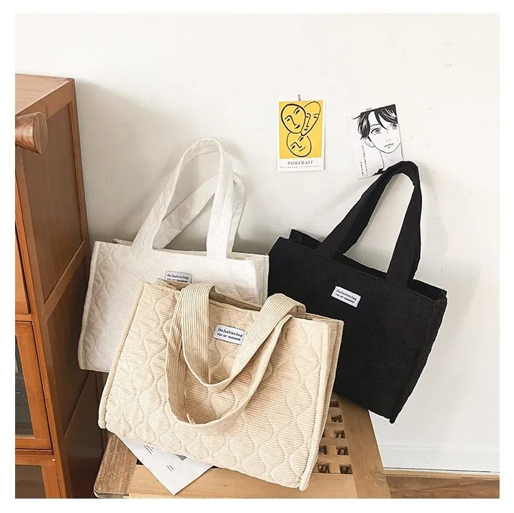 Corduroy Tote Bag with Crossbody Strap product reference image