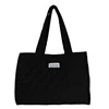 Corduroy Tote Bag with Crossbody Strap Black color SKU reference