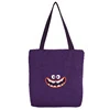 Cartoon-Face Print Canvas Tote Bag Purple color SKU reference