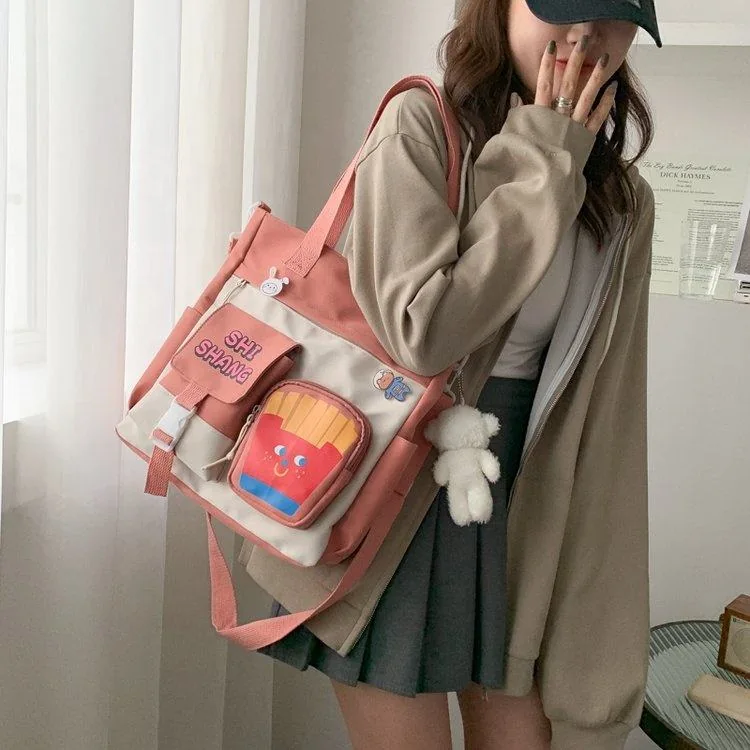 French Fries Print Nylon Crossbody Bag product reference image