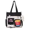 French Fries Print Nylon Crossbody Bag Black color SKU reference