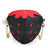 Strawberry-Shaped PU Mini Crossbody Coin Purse Black color SKU reference
