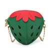 Strawberry-Shaped PU Mini Crossbody Coin Purse Green color SKU reference