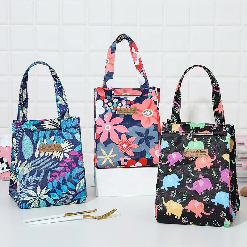 Vintage-Print Polyester Zippered Lunch Cooler Bag product reference image
