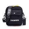 Mini Canvas Shoulder Messenger Bag with Earphone Port Black color SKU reference