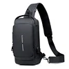 Men’s PU Chest Crossbody Messenger Bag with USB Access Black color SKU reference