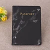 Marble PU Passport Cover with ID and Card Slots Black color SKU reference