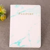 Marble PU Passport Cover with ID and Card Slots Light Blue color SKU reference