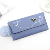 Butterfly Print PU Long Wallet with Plush Pendant Style 1 · Blue color SKU reference