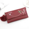 Butterfly Print PU Long Wallet with Plush Pendant Style 1 · Red color SKU reference