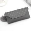 Butterfly Print PU Long Wallet with Plush Pendant Style 2 · Gray color SKU reference