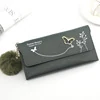 Butterfly Print PU Long Wallet with Plush Pendant Style 1 · Green color SKU reference