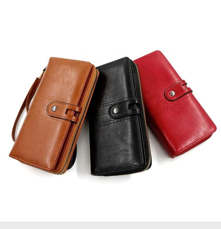 Vintage Genuine Leather Long Wallet with Multi-Layer Card Storage product reference image