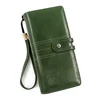Vintage Genuine Leather Long Wallet with Multi-Layer Card Storage Style 1 · Green color SKU reference