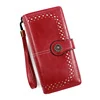 Vintage Genuine Leather Long Wallet with Multi-Layer Card Storage Style 2 · Red color SKU reference