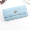 Quilted PU Long Wallet with Metal Crown Detail Sky Blue color SKU reference