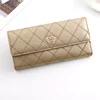 Quilted PU Long Wallet with Metal Crown Detail Champagne Gold color SKU reference