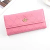 Quilted PU Long Wallet with Metal Crown Detail Sakura Pink color SKU reference