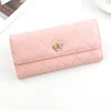 Quilted PU Long Wallet with Metal Crown Detail Pink color SKU reference