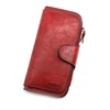 Marbled Oil-Wax PU Long Wallet with Multi-Card Storage Red color SKU reference