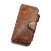 Marbled Oil-Wax PU Long Wallet with Multi-Card Storage Brown color SKU reference