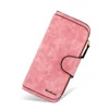 Marbled Oil-Wax PU Long Wallet with Multi-Card Storage Sakura Pink color SKU reference