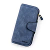 Marbled Oil-Wax PU Long Wallet with Multi-Card Storage Grey Blue color SKU reference