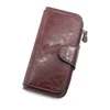 Marbled Oil-Wax PU Long Wallet with Multi-Card Storage Maroon color SKU reference