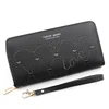 Heart Embroidered Long PU Wallet with Detachable Wrist Strap Pink color SKU reference
