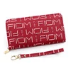 Heart Embroidered Long PU Wallet with Detachable Wrist Strap Dark Gray color SKU reference