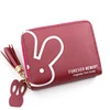 Rabbit Tassel PU Coin Purse with Card Holder Dark Pink 01 color SKU reference