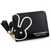 Rabbit Tassel PU Coin Purse with Card Holder Black 01 color SKU reference