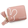 Rabbit Tassel PU Coin Purse with Card Holder Pink 01 color SKU reference