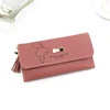 Long PU Wallet with Tassel, Rivet and Card Storage Dark Pink 02 color SKU reference