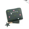 Embroidered Heart PU Coin Purse with Tassel Green 01 color SKU reference