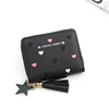 Embroidered Heart PU Coin Purse with Tassel Black 01 color SKU reference