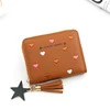 Embroidered Heart PU Coin Purse with Tassel Orange 01 color SKU reference