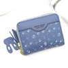 Embroidered Heart PU Coin Purse with Tassel Blue 02 color SKU reference