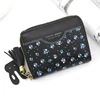 Embroidered Heart PU Coin Purse with Tassel Black 02 color SKU reference