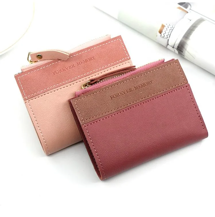Colorblock PU Short Wallet with Multi-Card Storage product reference image