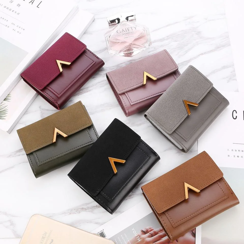V-Shape PU Short Wallet with Metal Clasp product reference image