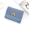 V-Shape PU Short Wallet with Metal Clasp Blue 01 color SKU reference